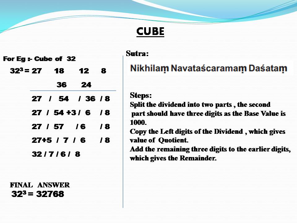 Cube using Vedic Maths