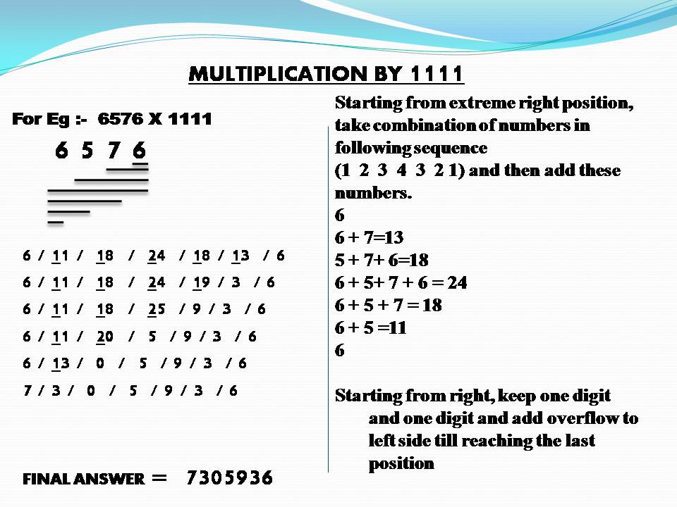 Multiplication using Vedic Maths