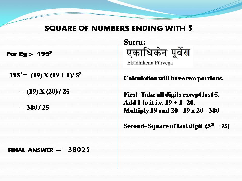 Square Using Vedic Maths